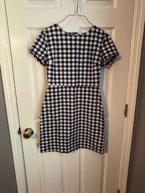 Old Navy Black and White Gingham Short Sleeve Mini Dress